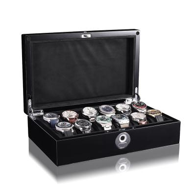 China Watch Storage Eduin Wooden 12 Watches Fingerprint Lock Watch Storage Case Box for sale