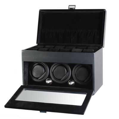 China Eduin New High Glossy Luxury Wooden Watch Case Winder Automatic Rotating Wooden Watch Box Custom Watch Winder Logo for sale