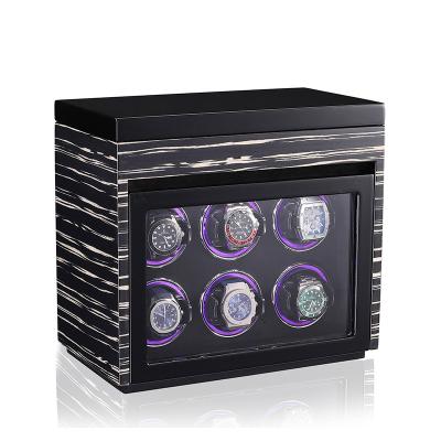 China Watch Winder Eduin New Custom Logo high gloss wood leather 6 watch Luxury Case Box MDF Watch Winder for sale