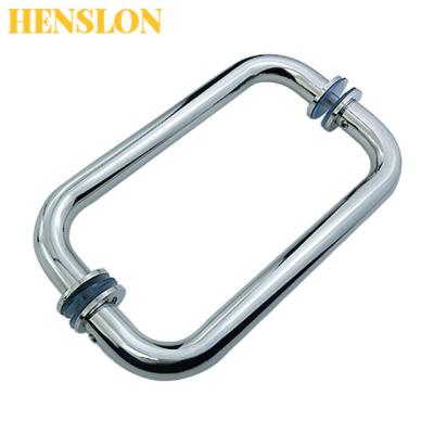 China Modern 304 Stainless Steel O Shape Double Sided Hotel Residence Bathroom Room Shower Room Glass Door Handle for sale