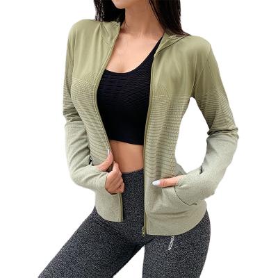 China Suppliers women yoga tops trend fashionable hooded zipper breathable yoga wear slim row woman sets tops for sale