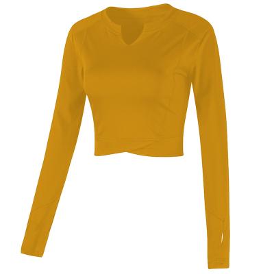 China Women Breathable Sports Long Sleeve T-shirt Sportswear Fitness Tops Female Plus Size Shirts Polyester Gym Wear Yoga Top for sale