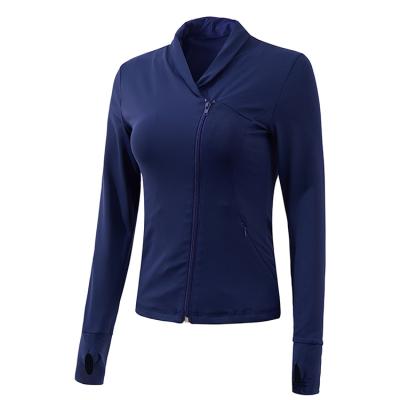 China Breathable Long Sleeve Zipper Collar Stand Jacket Sports Fitness Sports Jacket Quick Dry Suit For Women for sale