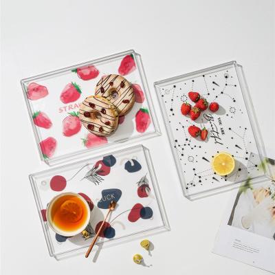 China Hot Selling Plastic Multicolor Rectangular Tray Fast Food Tray Fruit Dish Serving Dish Cake Cake Tray J20216001 for sale