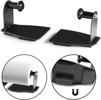 China Industrial Magnetic Paper Towel Holder Magnets Black 2Pcs Rubber Coated For Fridges, BBQ Or Workshops for sale