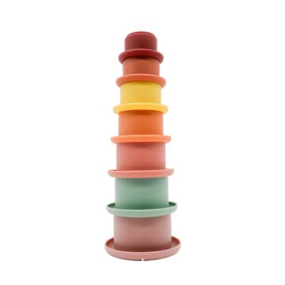 China 2021 Hot Selling Educational Eco-friendly Material Amazon Baby Toys Rubber No FBA Mushie High Quality Baby Stacking Cups for sale