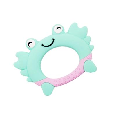 China Factory Eco-Friendly Hot Sale Animal Sensory Soft Silicone Crab Shape Infant Bite Training Easy Grip For Baby Chewing for sale