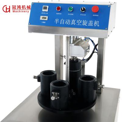 China 30-55 mm geeigneter Deckeldurchmesser Halbautomatische Vakuumverschlussmaschine für Glasgefäße zu verkaufen