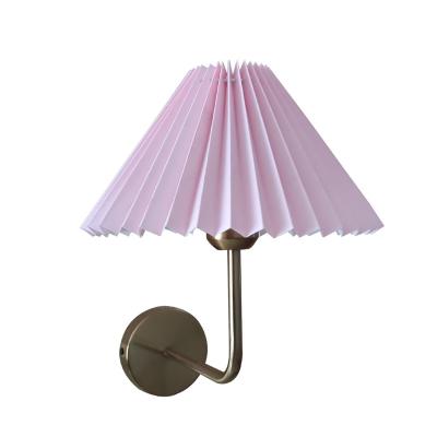 China Versatile and Good Quality Best Selling Indoor Led Wall Lamps Pleated Metal Base Fabric Wall Light for sale