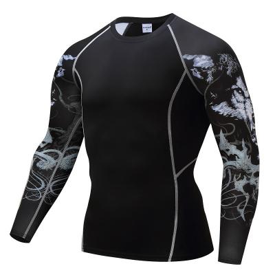 China New Design Anti-pilling Long Sleeve T-Shirt Compression Shirts Men Plus Size Exercise Skull T-shirt for sale