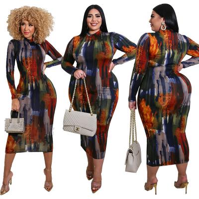 China New Arrival Viable Clothing XL-5XL 2021 Fall And Winter Plus Size Women'S Dresses for sale