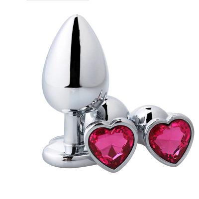 China Eco-friendly hot sale high quality metal butt plug stainless steel jewel butt plug heart shape wholesale price metal anal plug for sale