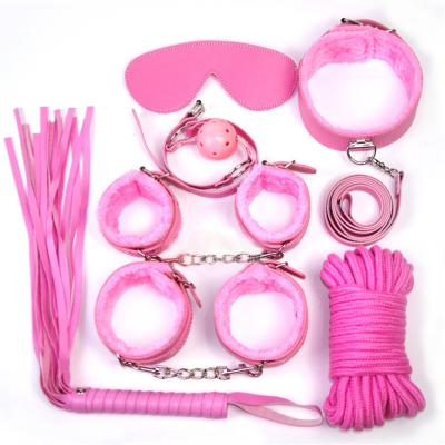 China Wholesale Eco-friendly bdsm bondage restraint kit 7pcs with various colors sex toys restraints set SM game for plush bondage sex toys set for sale