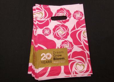 China Recyclable Plastic Die Cut Handle Shopping Bags Rose Design Non Toxic Tasteless for sale