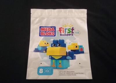 China Custom Printed Stand Up Poly Bags Zipper Top Heat Seal For Building Blocks for sale