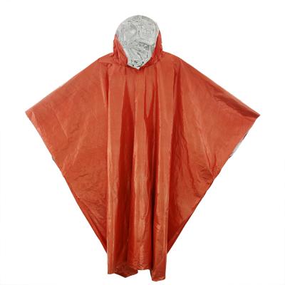 China Cape Style NASA Emergency Raincoat Waterproof Survival Raincoat Thermal Reflective Reusable Poncho for sale