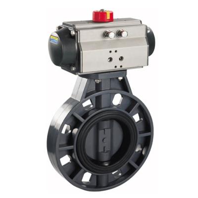 China Pneumatic Valve DN50 U-PVC C-PVC Flange Plastic Butterfly Valve for sale