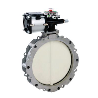 China Pneumatic single-acting temporary butterfly valve aluminum alloy flange powder valve double double acting butterfly valve for sale