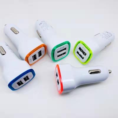 China High Quality Mobile Phone 5V 2.1A Universal 2 Port Car Charger Input 12V 24V Car Battery Charger LED Dual USB Car Charger With LED for sale