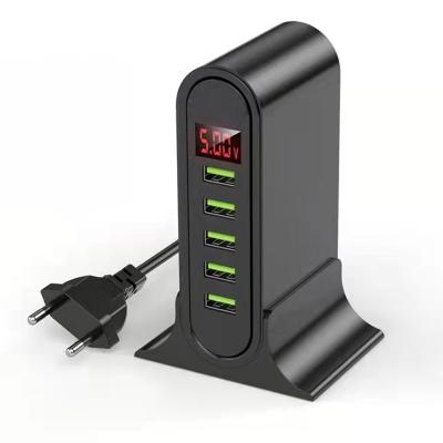 China UniversalÂ   Wholesale 5V 4A USA EU UK Travel Smart LED Digital 5 Port USB Mobile Phone Desktop Charger for sale