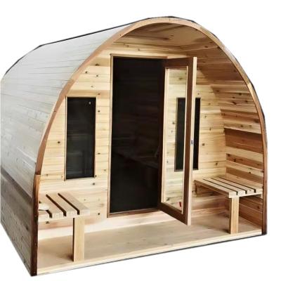 China Computer Control Panel Design 4-6 Special Person Pin / Canadian Hemlock / Cedar Outdoor Traditional Barrel Red Sauna with Hariva Heater for sale