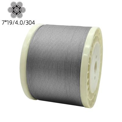 China Rope 7 * 19 Structure 304 Stainless Steel Wire Rope / Rope 4.0mm Diameter for sale