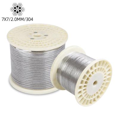 China 7*7 Anti-rusty 2.0 mm 304 Stainless Steel Wire Rope for sale