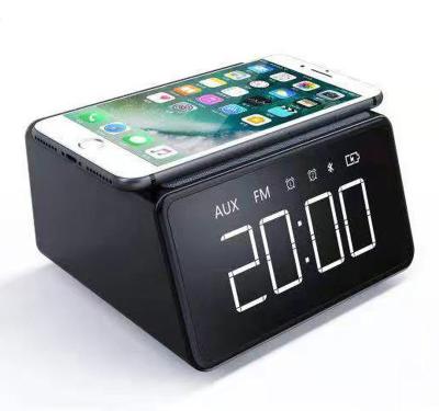 China EZCast FM Radio Deep Bass Alarm Clock Wireless Charging Speaker for sale