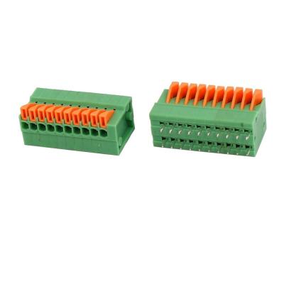 China 150V 2A 2.54mm Pitch 10P Green Spring Terminal Block For PCB Holder 21 - A.W.G. 30 for sale