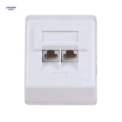 China Telecom CAT6A CAT6 CAT5E 2 Ports 80*65*35mm UTP Wall Faceplate for sale