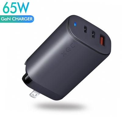 China Fast Charger 3.0 Quality 3 USB Type C 65W GaN Wall Travel Fast GaN Charger for iphone charger for sale