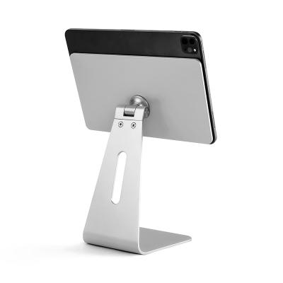 China Modern Magnetic Aluminum Adjustable Shelf Tablet Desk Stand Holder 360 Degree Swivel Magnetic Tablet Holder for sale