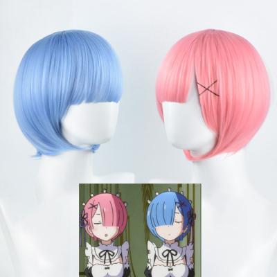 China Harajuku Wig Life In Another World From Scratch Rem Ram Cosplay Short Hair Anime Character Blue Wigs Anime Wigs Pink for sale