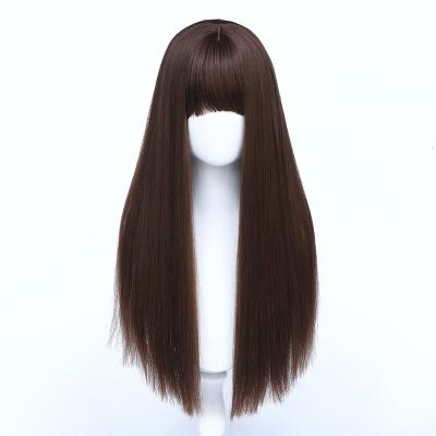 China Ombre Brown Ombre Hair Synthetic Hair Wig Straight Natural Silky Hair Wig 60Cm Long For Women for sale