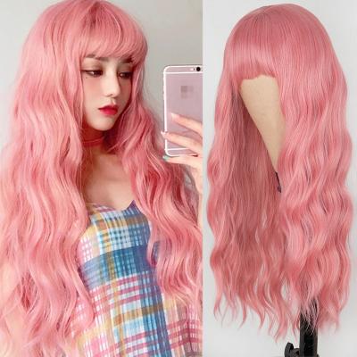 China Long Curly Hair Women Cosplay Multicolor High Temperature Fiber Synthetic Wigs With Bangs for sale