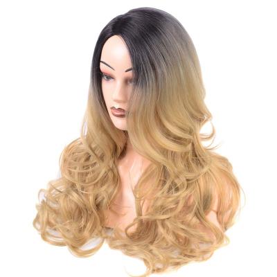 China Cosplay Ladies Long Synthetic Hair High Quality Gradient Color Wave Wigs Natural Hair Wig For Women for sale