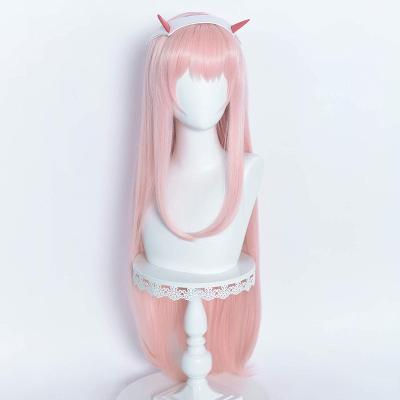 China Synthetic Hair Wigs Cat Ears Headband Heat Resistant Daily Use Long Straight Pink Wig For Women for sale