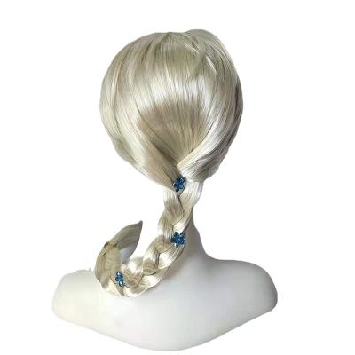 China Harajuku Wig Halloween Dress Up Princess Elsa Cosplay Wigs Beige Single Synthetic Braid Twist Wigs High Quality for sale