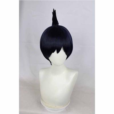 China Natural Black 30Cm Short Hair Wigs Hayakawa Aki Cosplay Anime Character Wigs Blue Harajuku Wig Chainsaw Man for sale