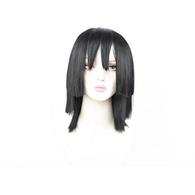 China Harajuku Wig Anime Demon Slayer Cosplay Iguro Obanai Wigs Natural Black Short Synthetic Straight Wig for sale