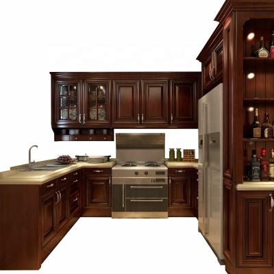 China Simple Design Environmental Friendly Classic Style Solid Wood Plywood Carcass Kitchen Cabinets Royalty for sale