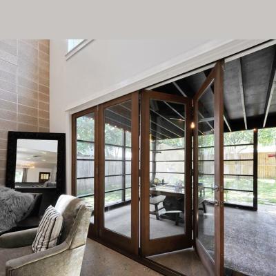 China Folding Screen Break Aluminum Thermal Window And Doors With Double Folding Door Glass Aluminum Foil for sale