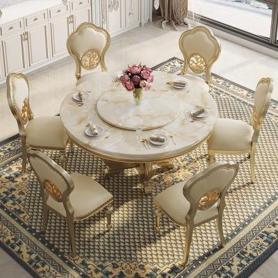 China 2Classic Style Design Bedroom Furniture Cheap Marble Adjustable Dining Table Top (Height) Dining Table Set 6 Chairs for sale