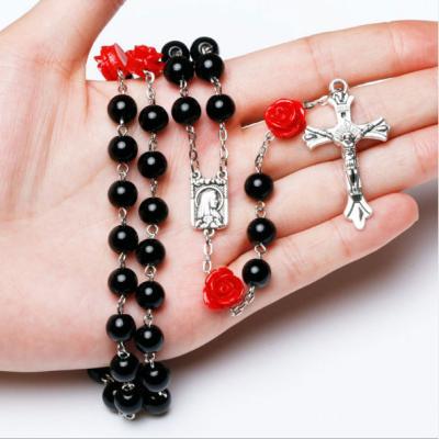 China Rosary Necklace Religious Catholic Indian Rosary Necklace Black Rosary Necklace for sale