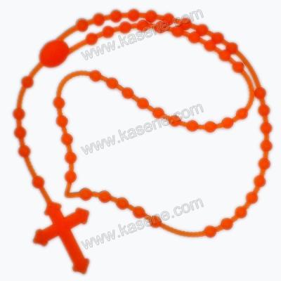 China Rainbow Religious Promotional Color Church Rosary Silicone Rubber Flexible Cross Necklace for sale