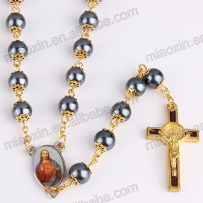 China Religious Bead Rosary Beads Handmade Rosary Bead Granite Rosary Catholic Glass Necklace Beads Necklace for sale