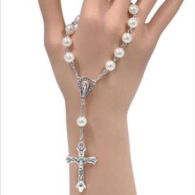 China China Factory Wholesale Cheap Handmade Acrylic Cross Prayer Beads Rosary Religious 8mm Pending Bracelet for sale