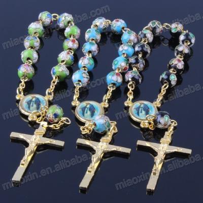 China A Decade Chain Wrap Rosary Bead Religious Catholic 8mm Cloisonne Bracelet for sale