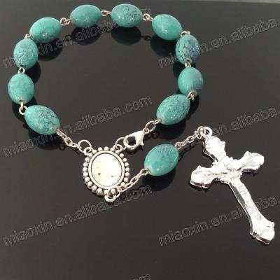 China Good Quality Religious Christian Colorful Pendant Wooden Rosary Beaded Bracelet, Car Rosary for sale