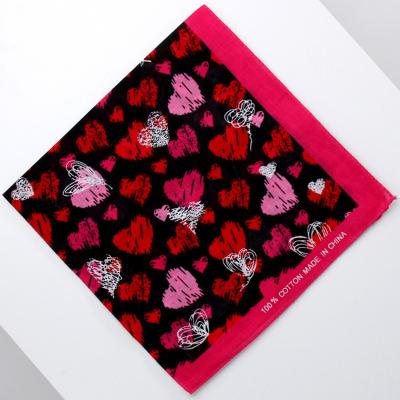 China Wholesale Cotton 100% Cotton Love Print Summer Scarf Woman And Man Square Scarf for sale